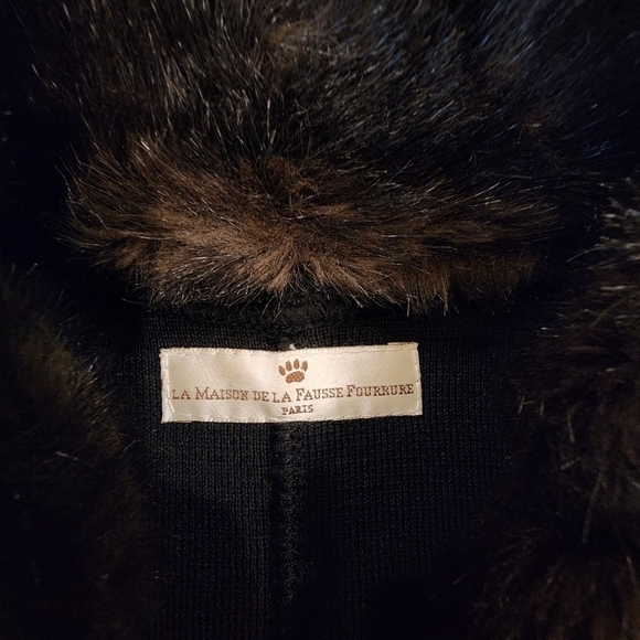 La maison de la fausse fourrure black wool fur Button Up Glam cardigan S - Picture 10 of 14